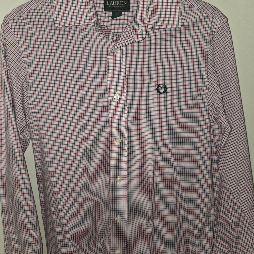 Ralph Lauren Boys Pink and White Checkered Dress Shirt